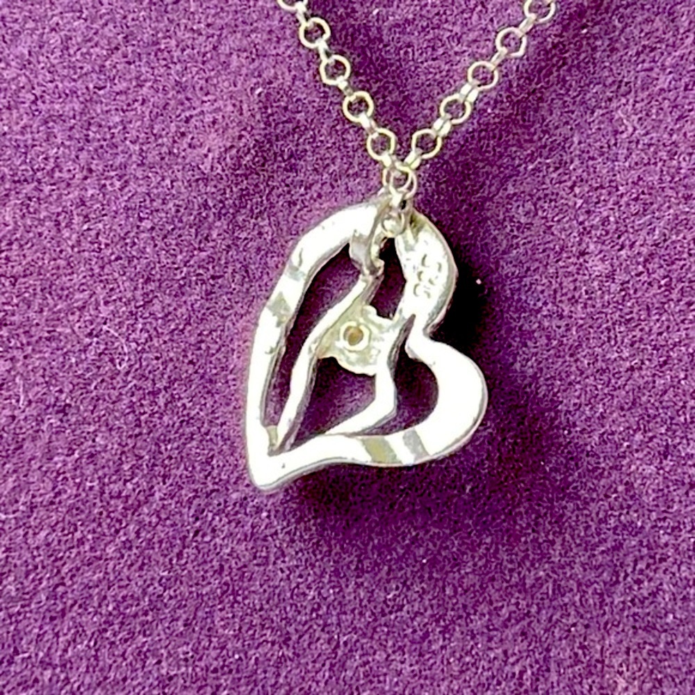 Cute Heart Design 925 silver and swarovski crystal Necklace